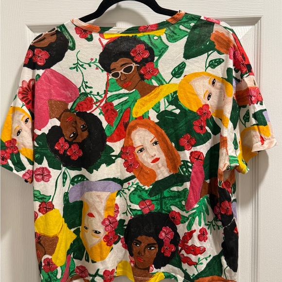 Unique Zara Colorful Abstract International Top Hawaiian Flowers Women’s L - Picture 2 of 4